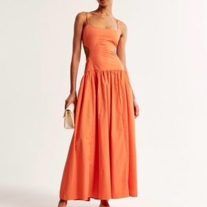 Abercrombie Orange Drop Waist Cutout Maxi Dress Size M